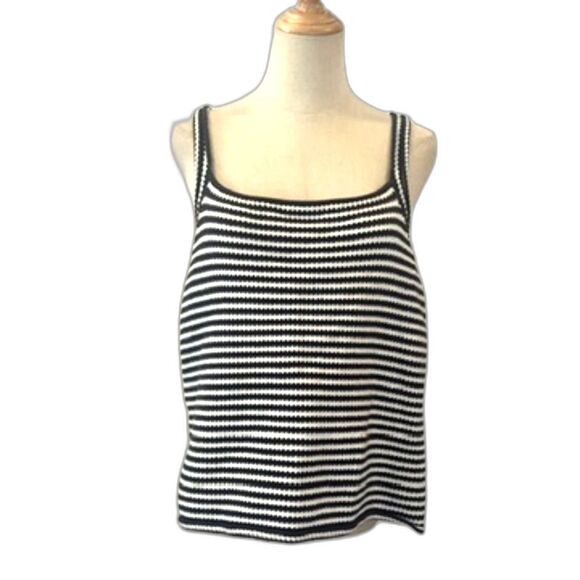 Levi's Greta Knit Crochet Navy Blue White Striped Tank XL - Picture 2 of 6